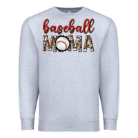 Heather Grey baseball mama with leopard Premium Sweatshirt - texasbilliewilder