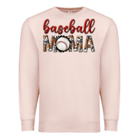 Pale Pink baseball mama with leopard Premium Sweatshirt - texasbilliewilder