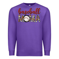 Purple baseball mama with leopard Premium Sweatshirt - texasbilliewilder