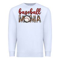White baseball mama with leopard Premium Sweatshirt - texasbilliewilder
