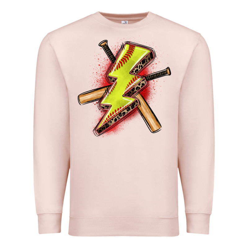 Softball Lightning Bolt Premium Sweatshirt by Zillion Design Studio | Teevron