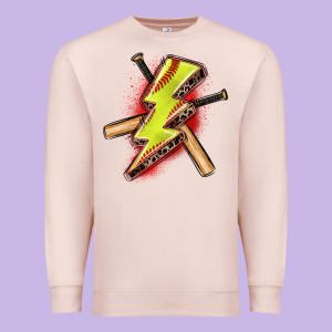 Softball Lightning Bolt Premium Sweatshirt Designed By Zillion Design Studio