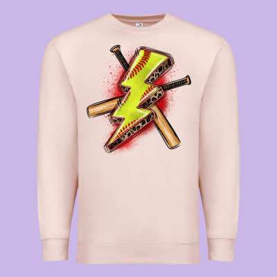 Premium Sweatshirt softball lightning bolt