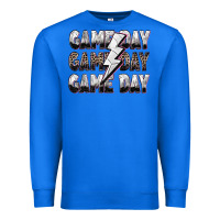 True Royal game day game day volleyball lightning bolt Premium Sweatshirt - Zillion Design Studio