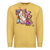 Antique Gold Louisiana Map Easter Bunny And Cross Premium Sweatshirt - RanaPortraitStore