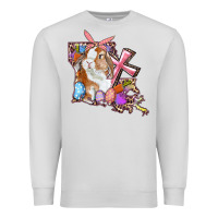 Dove Grey Louisiana Map Easter Bunny And Cross Premium Sweatshirt - RanaPortraitStore