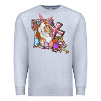 Heather Grey Louisiana Map Easter Bunny And Cross Premium Sweatshirt - RanaPortraitStore