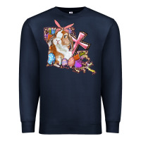 Navy Louisiana Map Easter Bunny And Cross Premium Sweatshirt - RanaPortraitStore