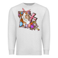 Oatmeal Heather Louisiana Map Easter Bunny And Cross Premium Sweatshirt - RanaPortraitStore