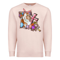 Pale Pink Louisiana Map Easter Bunny And Cross Premium Sweatshirt - RanaPortraitStore