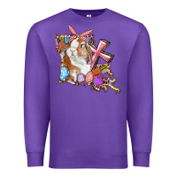 Purple Louisiana Map Easter Bunny And Cross Premium Sweatshirt - RanaPortraitStore