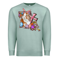Seafoam Louisiana Map Easter Bunny And Cross Premium Sweatshirt - RanaPortraitStore