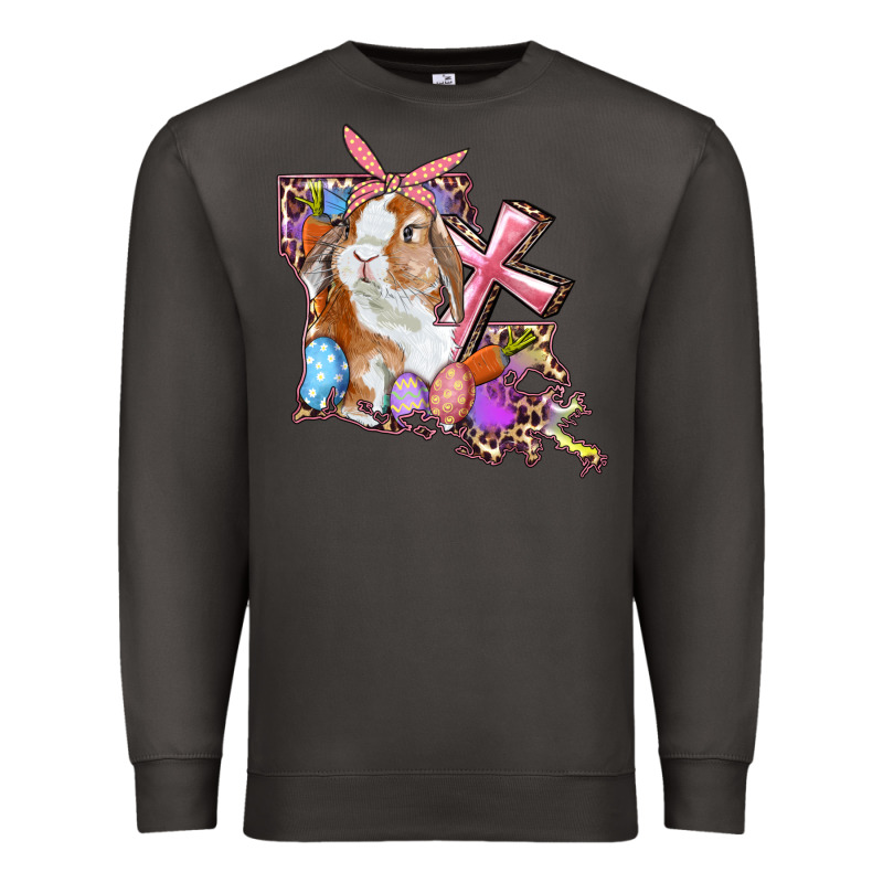 Louisiana Map Easter Bunny And Cross Premium Sweatshirt by RanaPortraitStore | Teevron