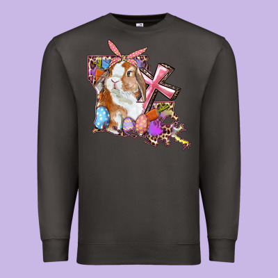 Premium Sweatshirt Louisiana Map Easter Bunny And Cross