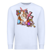 White Louisiana Map Easter Bunny And Cross Premium Sweatshirt - RanaPortraitStore