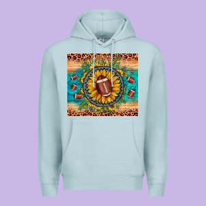 Football Leopard Turquoise Sunflower Premium Hoodie Designed By Jahusdesignshop