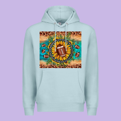 Football Leopard Turquoise Sunflower Premium Hoodie Designed By Jahusdesignshop