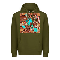 Army Green football leopard cowhide seamless pattern Premium Hoodie - JahusDesignShop