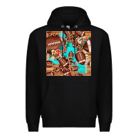 Black football leopard cowhide seamless pattern Premium Hoodie - JahusDesignShop