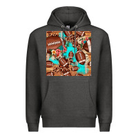 Charcoal Heather football leopard cowhide seamless pattern Premium Hoodie - JahusDesignShop