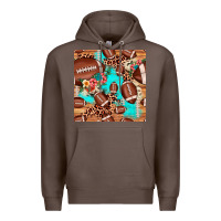 Coffee football leopard cowhide seamless pattern Premium Hoodie - JahusDesignShop