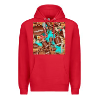 Red football leopard cowhide seamless pattern Premium Hoodie - JahusDesignShop