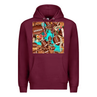 Burgundy football leopard cowhide seamless pattern Premium Hoodie - JahusDesignShop