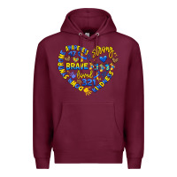 Burgundy down syndrome awareness heart Premium Hoodie - Artiststas