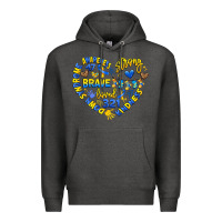 Charcoal Heather down syndrome awareness heart Premium Hoodie - Artiststas