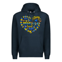 Navy down syndrome awareness heart Premium Hoodie - Artiststas