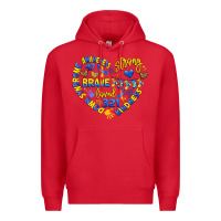 Red down syndrome awareness heart Premium Hoodie - Artiststas