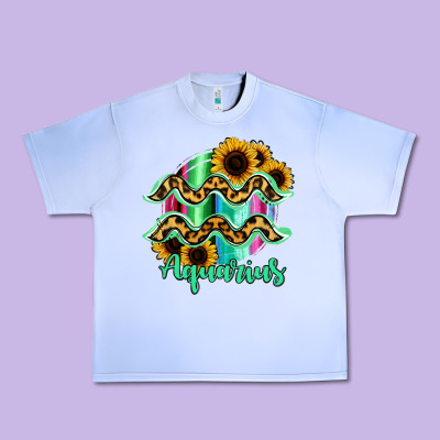 Aquarius Zodiac Sign Sunflower Leopard Serape Urban Heavy Tee Designed By Ranaportraitstore