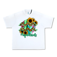 White Aquarius Zodiac Sign Sunflower Leopard Serape Urban Heavy Tee - RanaPortraitStore