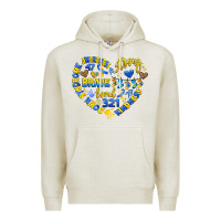 Oatmeal Heather down syndrome awareness heart Premium Hoodie - Artiststas