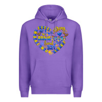 Purple down syndrome awareness heart Premium Hoodie - Artiststas