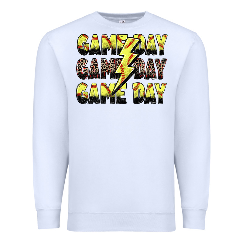 Game Day Game Day Softball Lightning Bolt Premium Sweatshirt by Zillion Design Studio | Teevron