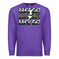 Purple game day game day soccer lightning bolt Premium Sweatshirt - Zillion Design Studio