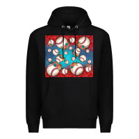 Black baseball paisley and jean pattern Premium Hoodie - JahusDesignShop