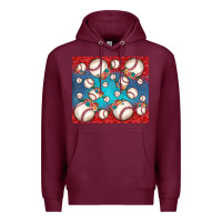 Burgundy baseball paisley and jean pattern Premium Hoodie - JahusDesignShop
