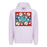 Lilac baseball paisley and jean pattern Premium Hoodie - JahusDesignShop