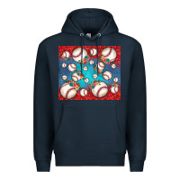 Navy baseball paisley and jean pattern Premium Hoodie - JahusDesignShop