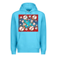 Ocean Blue baseball paisley and jean pattern Premium Hoodie - JahusDesignShop