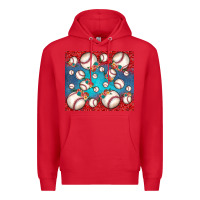 Red baseball paisley and jean pattern Premium Hoodie - JahusDesignShop