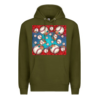Army Green baseball paisley and jean pattern Premium Hoodie - JahusDesignShop