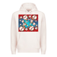 Pale Pink baseball paisley and jean pattern Premium Hoodie - JahusDesignShop