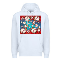 White baseball paisley and jean pattern Premium Hoodie - JahusDesignShop