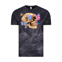 Cloud Black skull flora butterfly Vintage Tee - Artiststas