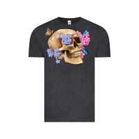 Vintage Black skull flora butterfly Vintage Tee - Artiststas