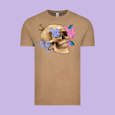 Skull Flora Butterfly Vintage Tee Designed By Artiststas