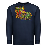 Navy Louisiana Map With Mardi Gras Crocodile Premium Sweatshirt - RanaPortraitStore